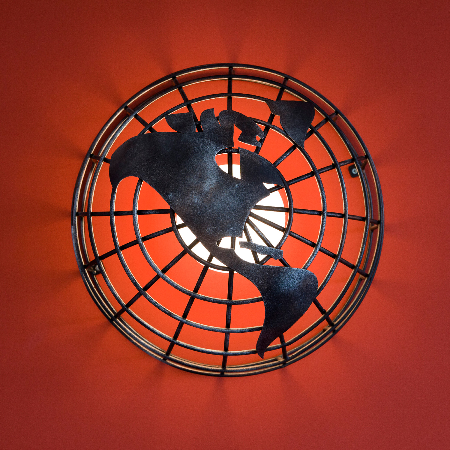 Industrial open plan office design - feature lighting