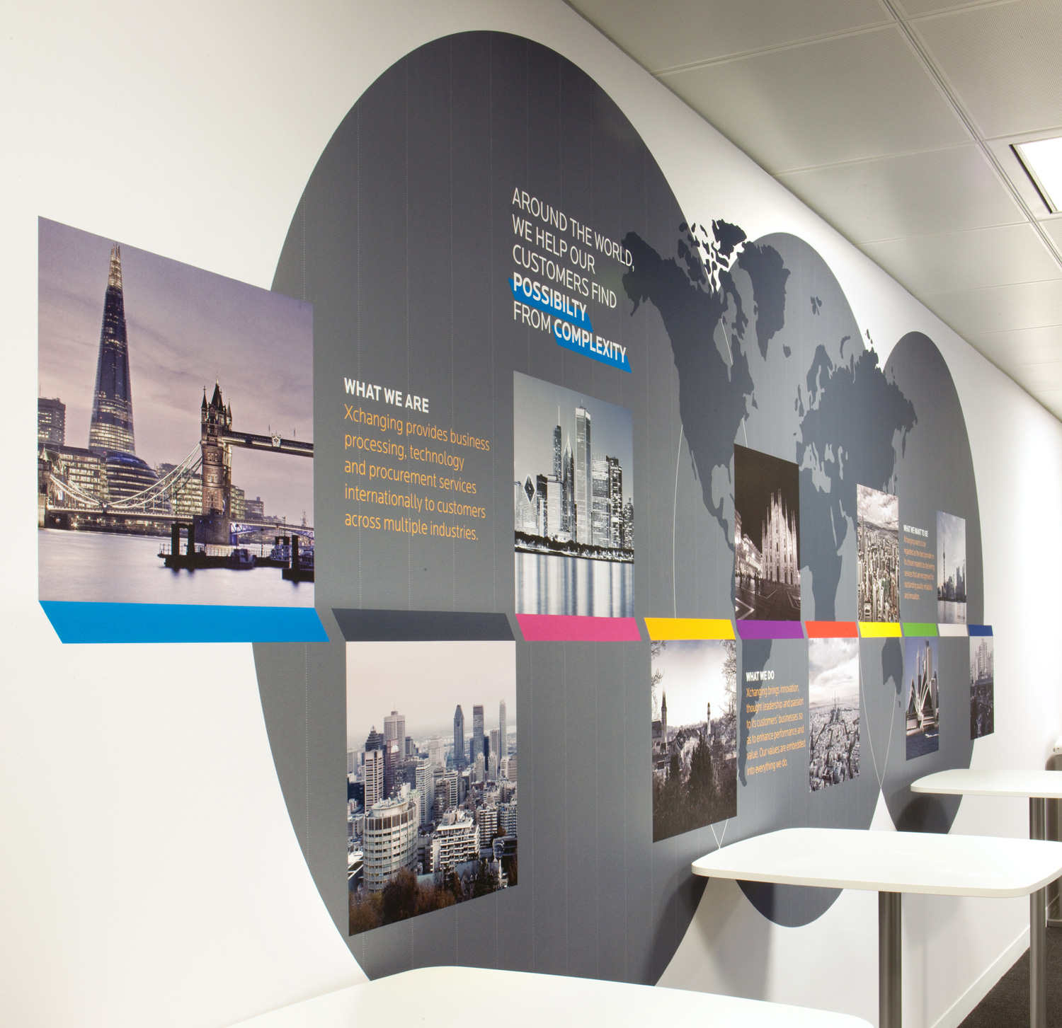 Innovative technology office design, Walbrook Builidng, London - corporate wall graphics