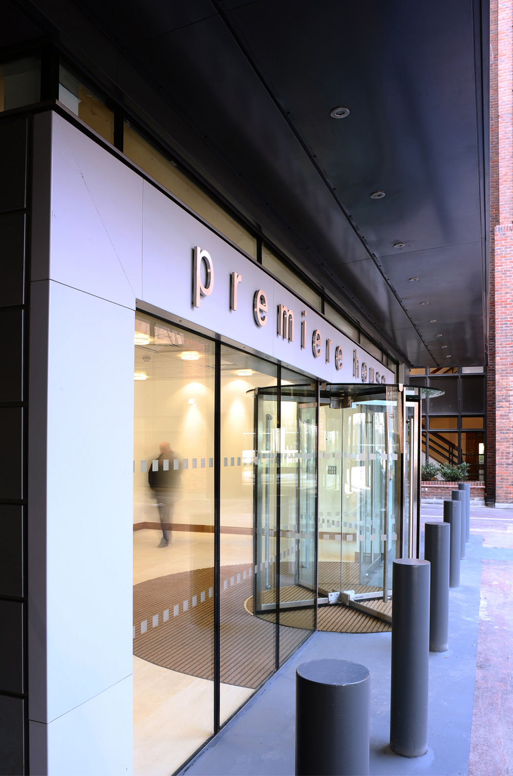 Cat A refurbishment including reception - remodelled entrance using steel, glass and zinc cladding