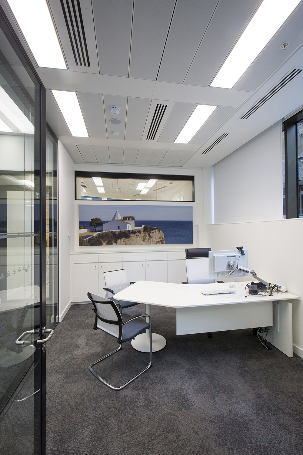 Design and branding for Caixa customer suite in London - private client facing office