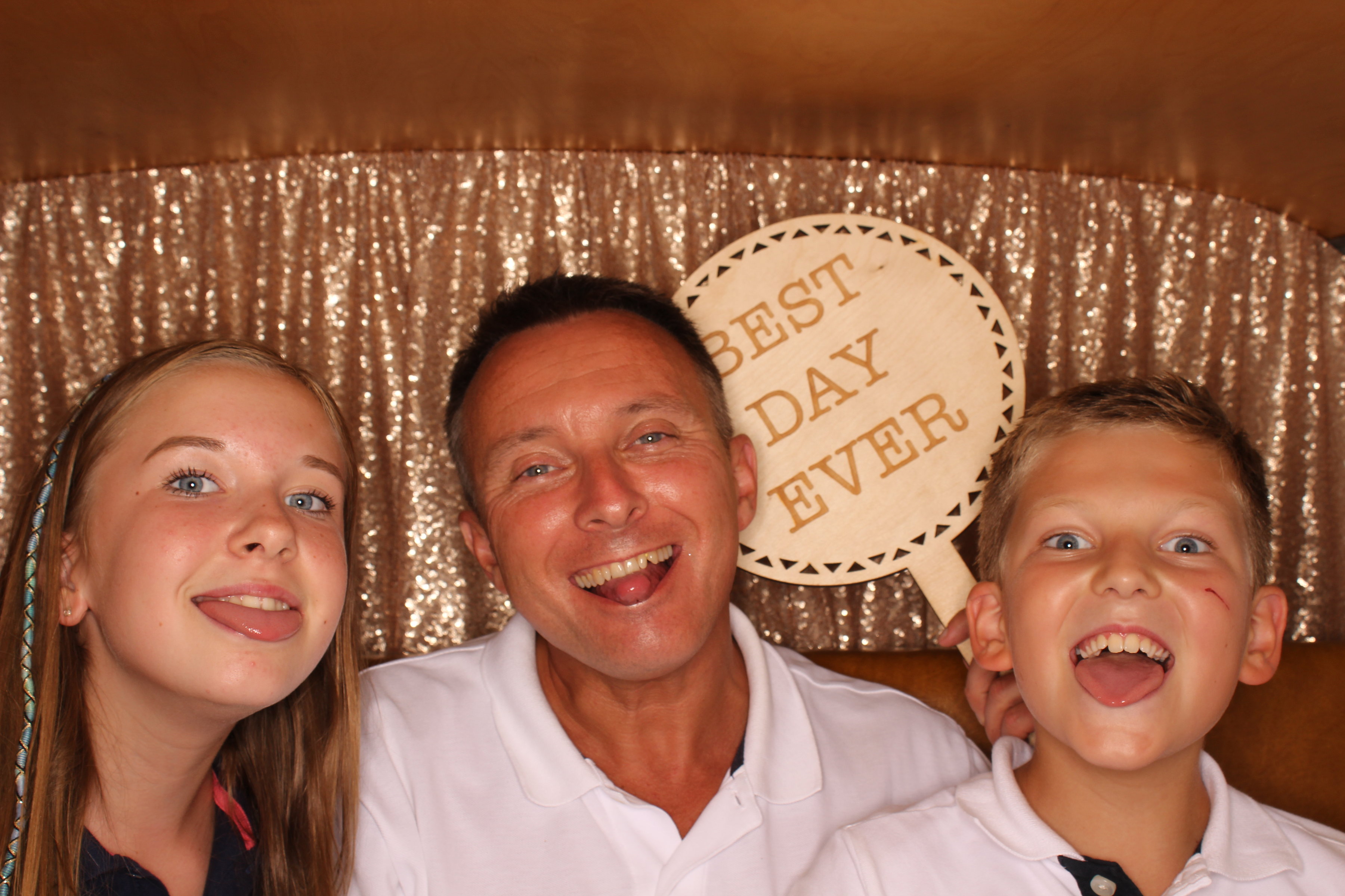Mansfield Monk 25th anniversary celebrations - photo of family inside photo booth