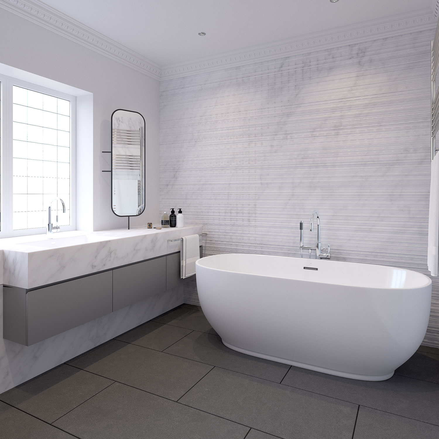 Residential architecture project in Essex with underpinning and structural work for an extension - bathroom view with feature bath