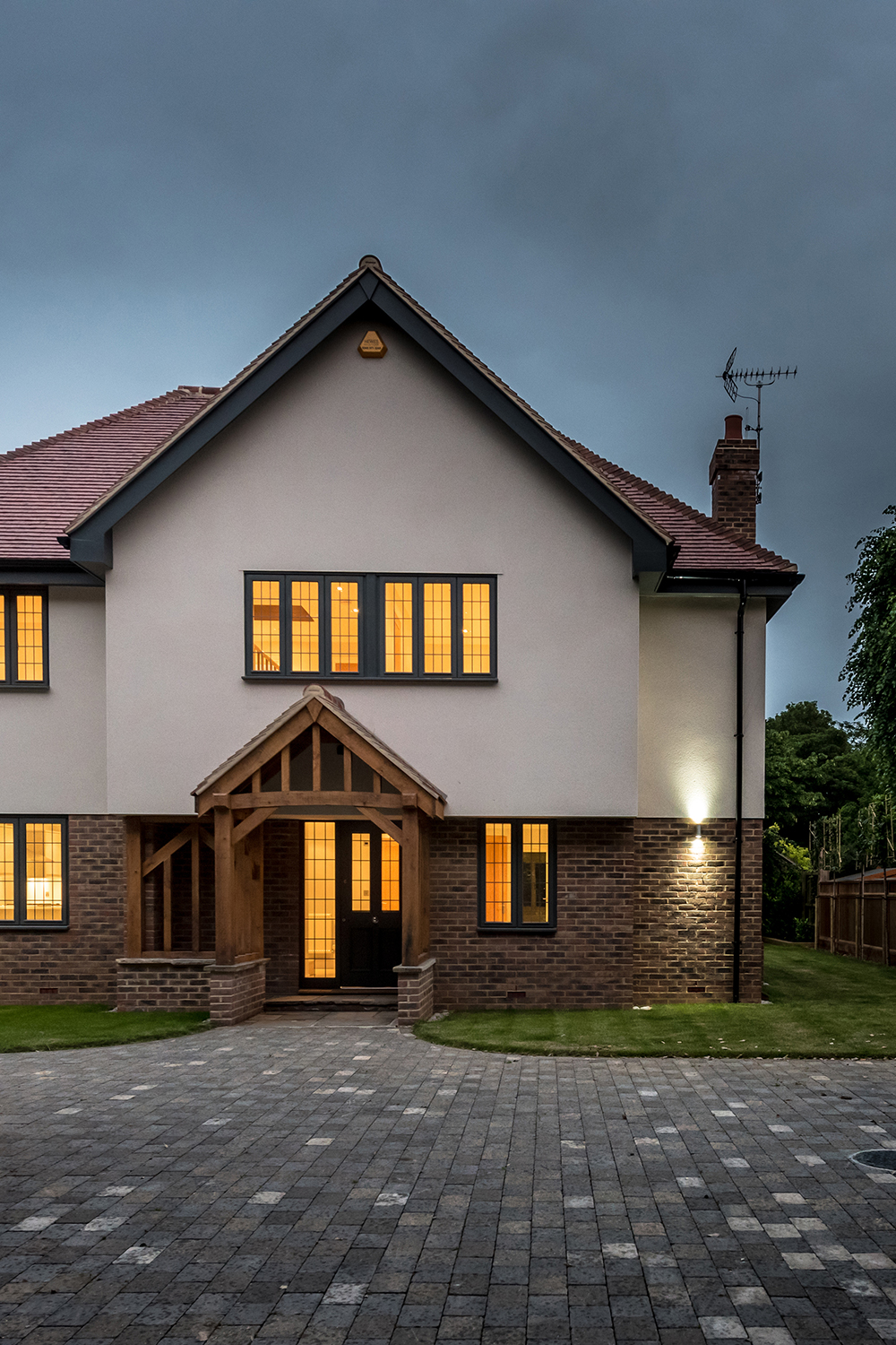 Front exterior at dusk