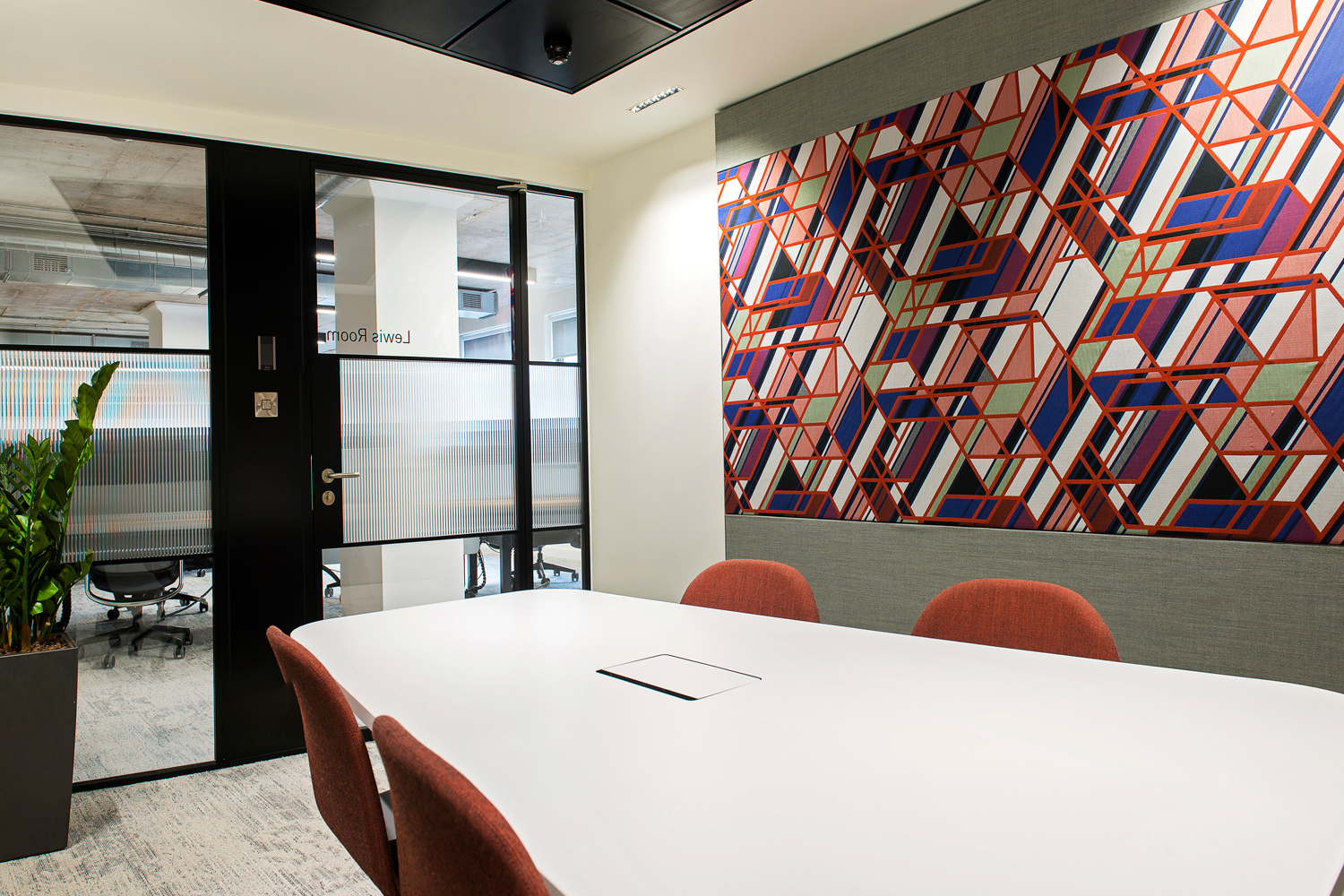 MRSI Manchester - meeting room, fabric wrapped wall